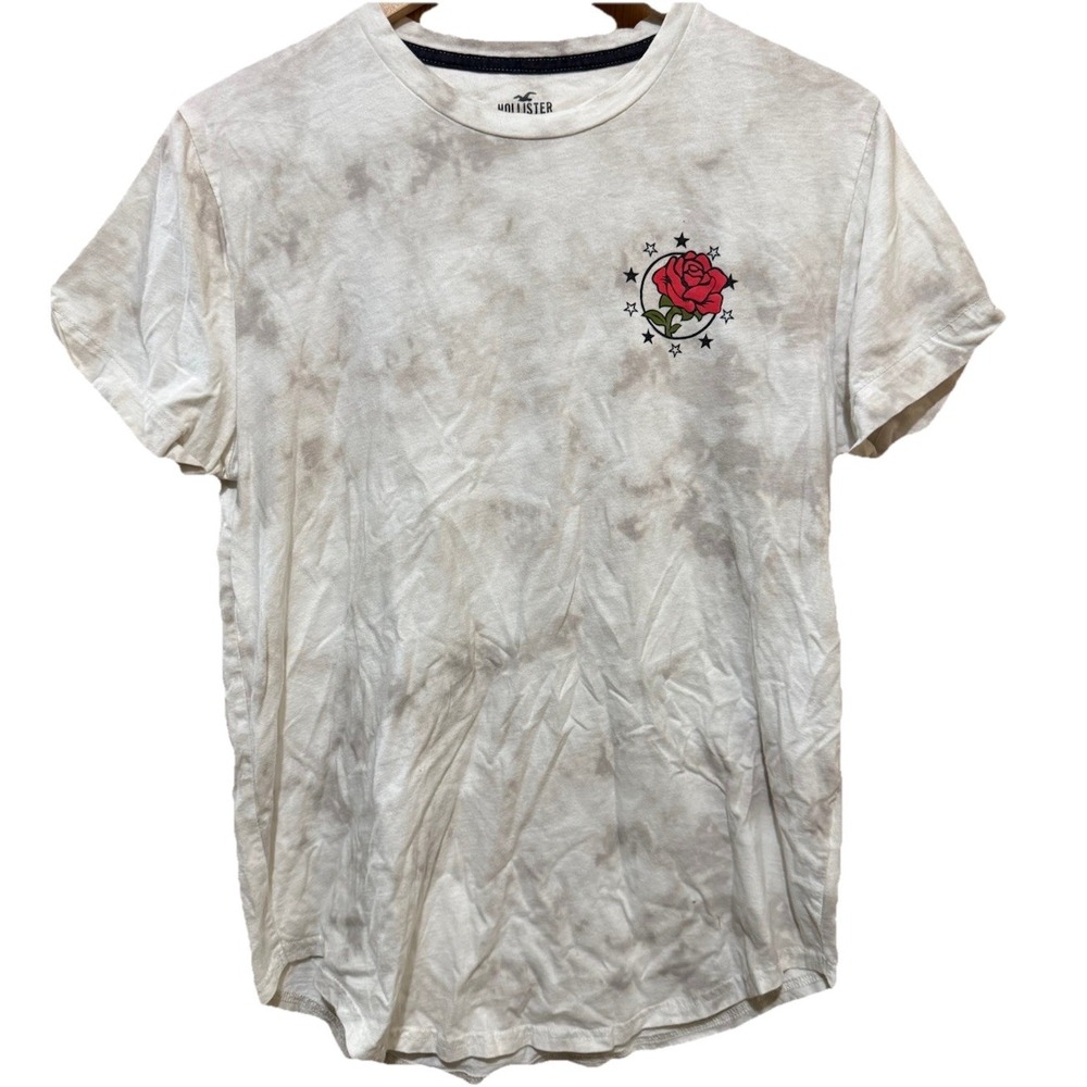 Hollister Must Have Collection Rose Grey Tie-Dye Curved Hem Tshirt Men's S/M